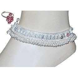 Foot Jewelry From India Silver Anklet Pair 10 inches (anklt468)