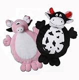 Multipet 2-Faced Crinkle/Plush Dog Toys with Cow/Pig Faces