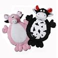 Multipet 2-Faced Crinkle/Plush Dog Toys with Cow/Pig Faces