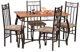 Home Source Industries Madrid Dinette/A0073 5-Piece Dinette Set with Light Wood Table Top and 4 Chairs, Bronze Metal and Light Wood
