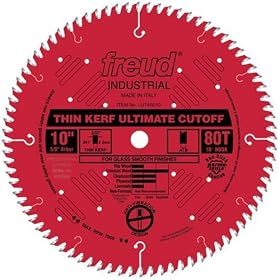 Freud LU74R010 10-Inch 80 Tooth ATB Thin Kerf Cut Off Saw Blade with 5/8-Inch Arbor and PermaShield Coating