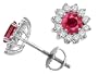 1.40 cttw Genuine Ruby and Diamond Screw Back Earring Studs - 14kt White or Yellow Gold
