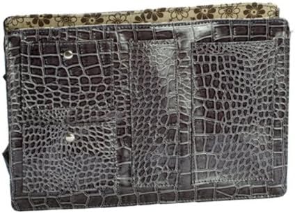 Large Croco Purse Organizer With Floral lining