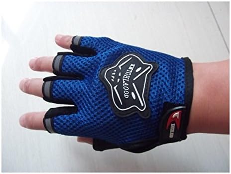 Breathable Shockproof Mountain Bicycle Road Bike Gloves Mtb Padded Anti-Slip Men'S Cycling Golves Anti-Shock Half Finger Gloves - Blue , Free Size