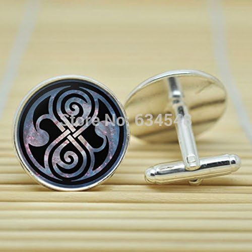 Pretty Lee Seal Of Rassilon Doctor Who In Silver Cufflinks Glass Cabochon Cufflinks C3301