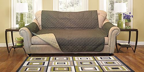 Reversible Furniture Protector with elastic strap. Comes in variation sizes. Choose from Sofa protector, Loveseat protector, and Chair protector. Protect your furniture from stains, spills, pets and children accidents (Sofa, Olive/Sage)
