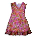 Plum Pudding Ltd - Girls Sleeveless Rose Print Dressk Pink, Multi