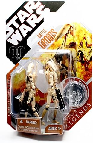BATTLE DROID 2-PACK (ONE BATTLE DAMAGED / ONE CLEAN VARIATION) * The Phantom Menace * Star Wars 30th Anniversary Series Saga Legends 2007 Action Figures &amp; Exclusive Collector Coin