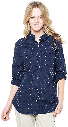 Columbia Women's Super Bonehead II Long Sleeve Shirt COLLEGIATENAVYPOLKADOT M