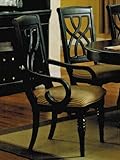 Set of 2 Dining Arm Chairs with Turned Legs in Black Finish