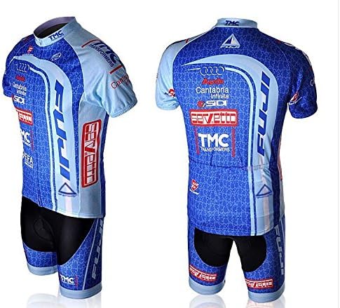 Summer Men's Fuji Teams Jerseys Short Sleeve Sidi Men Cycling Jerseys Short Bib Cycling Clothing Shirts Set Blue (Jersey+bib shorts suit, M)
