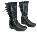 Manfield Womens flb750bb2a black slip on wedge heel mid calf boots