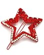 Aurora Borealis and Red Rhinestone Star Hair Barrette Clips