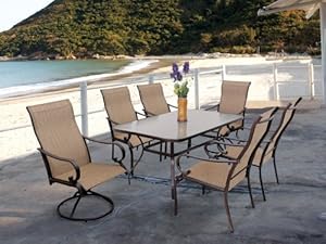 7pc Cavalia Steel Outdoor Dining Table Set By Pride Family Patio