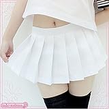 超ミニ無地プリーツスカート単品　色：無地白　サイズ：M
