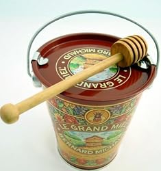 Bernard Michaud Honey Pail with Berard Olive Wood turned honey spreader