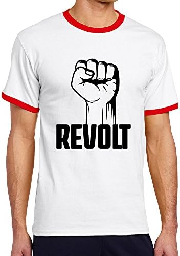 MULTY Men's Revolt Clenched Fist Revolution Contrast Color T-shirts Red XX-Large