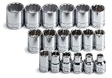 SK 3958 18 Piece 3/8-Inch Drive 12 Point 7-Millimeter to 24-Millimeter Socket Set
