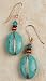 Earrings - Turquoise with Copper Wire Wrap - Turquoise Color Will Vary