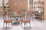 5 pc metal and glass dining room table set in a dark metal finish