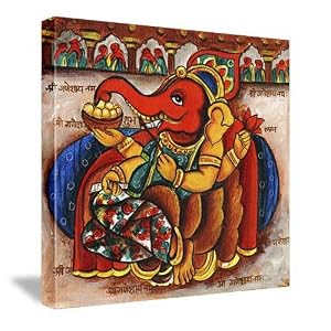 Colorful Ganesha Painting Wall Canvas