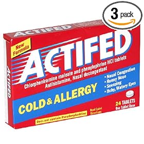 Actifed Cold & Allergy Relief Tablets, 24-Count Tablets (Pack of 3)