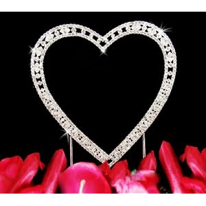 Vintage Swarovski Crystal Single Heart Wedding Cake Topper