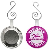 Pink BEGINNER SWIMMER Pool Safety Alert 2.25 inch Button Style Hanging Ornament