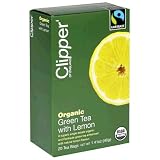 Clipper of England Organic Green Tea with Lemon, Tea Bags, 20-Count Boxes (Pack of 6)