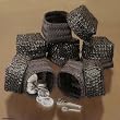Bamboo mini baskets, 'Black Shimmer' (set of 6) Bamboo mini baskets, 'Black Shimmer' (set of 6)