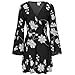 YUTRENDS Women's V-neck Long Flare Sleeve Pleated Floral Print Dress