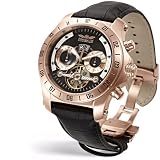 Perigaum Transatlantic Automatic Skeleton Rose Gold Watch - Black Dial - 0605RS by Perigaum