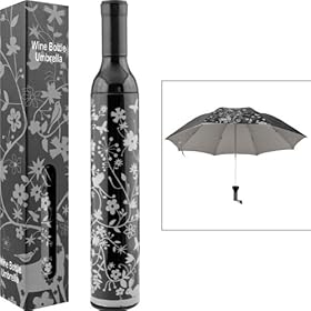  NEW Trademark HomeT Wine Bottle Umbrella - Silver & Black (New Products)