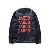 （パブロ）PABLO ×KANYE WEST（カニエ ウエスト）　バックプリント　ヴィンテージ　デニムジャケット　秋冬新品 [並行輸入品] (M, レッド)