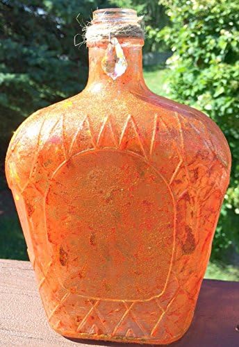 Unicorn Spit Hand Painted Glittering Orange, Red and Yellow Up-Cycled Bottle, Unique Hand-Stained Repurposed Bottle