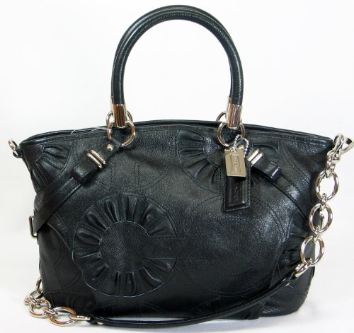 Coach Black Leather Madison Embellished Sophia Satchel Bag 16356