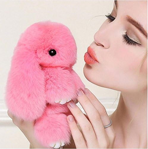 rabbit Furs Keychain Pendant Bag Car Charm Tag Cute Mini Rabbit Toy Doll Fur Monster Keychains #Pink