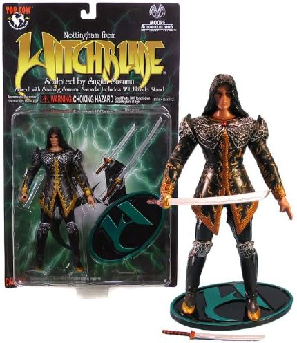 Witchblade Top Cow Year 1998 Moore Action Collectibles Series 6 Inch Tall Action Figure - IAN Nottingham with 2 Slashing Samurai Katana Swords and Display Stand