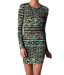 Sexy Summer Polyester/Spandex General Print 3/4 Sleeves Long Sleeves Bandage Dress/Club Dress/Party Dress 