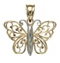 14k Yellow Gold and Rhodium Diamond-cut Butterfly Charm