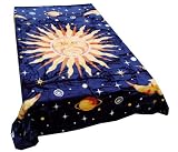 Queen Size Sun & Moon Korean Mink Blanket - Navy
