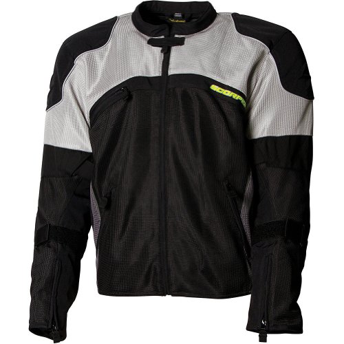 Scorpion Ventech II Men's Textile Vented Street Bike Racing Motorcycle Jacket - Silver / Large On Sale