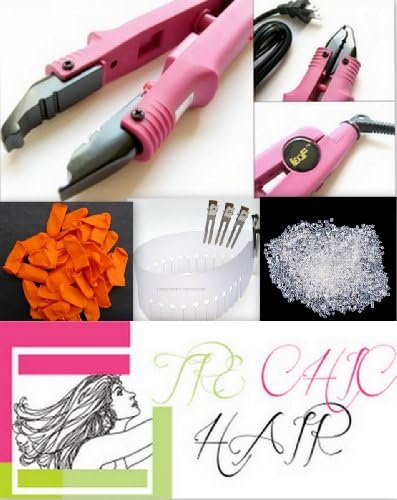 Tre Chic 4 Finger Cots & Shield Protectors for Fusion Hair Extensions + Pink Fusion Heat Wand