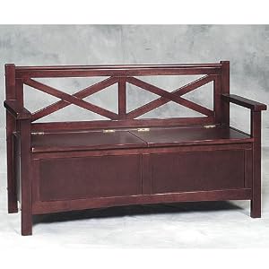 Entryway Storage Bench with Double X Back - Wenge Finish