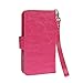 xhorizon Leather Folio Hand Strap Purse Case with Magnetic Closure for iPhone 6, 6s - Rose Red