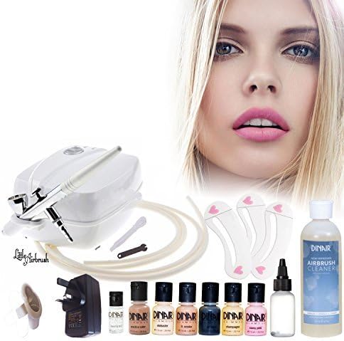 Little Airbrush professional Compact makeup kit | 6 Dinair Fair Foundation Colours | Pro Airbrush | Stencils | Cleaner | UK Warranty. by littleairbrush