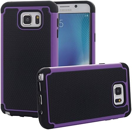 Junyaa Shock-against 2-in-1 Hybrid Rugged Hard PC &amp; Soft TPU Protective Full Case Cover for Samsung Galaxy Note5 Note 5 N9200 with Free Screen Protector &amp; Stylus (Purple+Black)