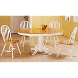 Set of 4 Natural & White Finish Windsor Dining Side Chairs/Chair