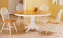 Set of 4 Natural & White Finish Windsor Dining Side Chairs/Chair