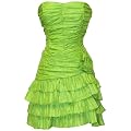 Crinkle Satin Strapless Ruffle Mini Dress Prom Formal Bridesmaid